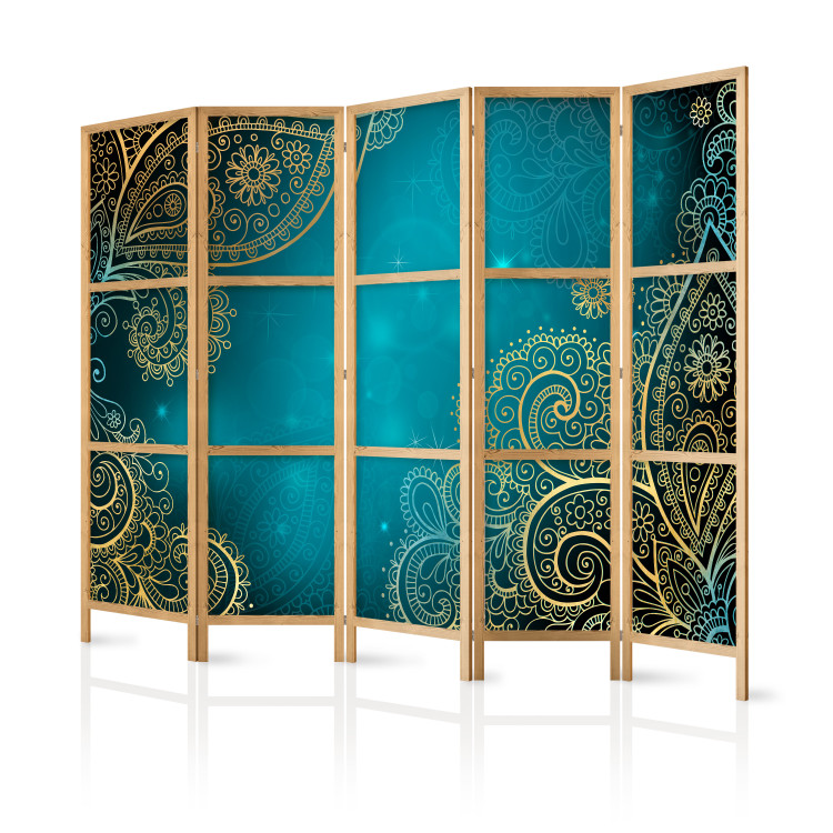 Room Separator Oriental Wings II (5-piece) - abstraction in golden ornaments 132818 additionalImage 5