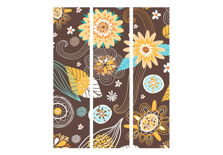 Room Divider Lacy Flowers (3-piece) - colorful composition with a floral motif 133418 additionalImage 3
