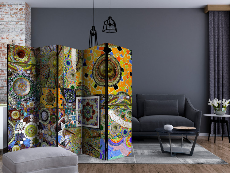 Folding Screen Sunny Mosaic II (5-piece) - colorful ethnic composition 133518 additionalImage 4