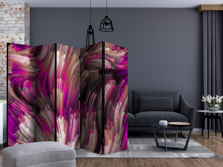 Room Divider Screen Purple Energy II - abstract and artistic pink pattern in stripes 133718 additionalImage 4