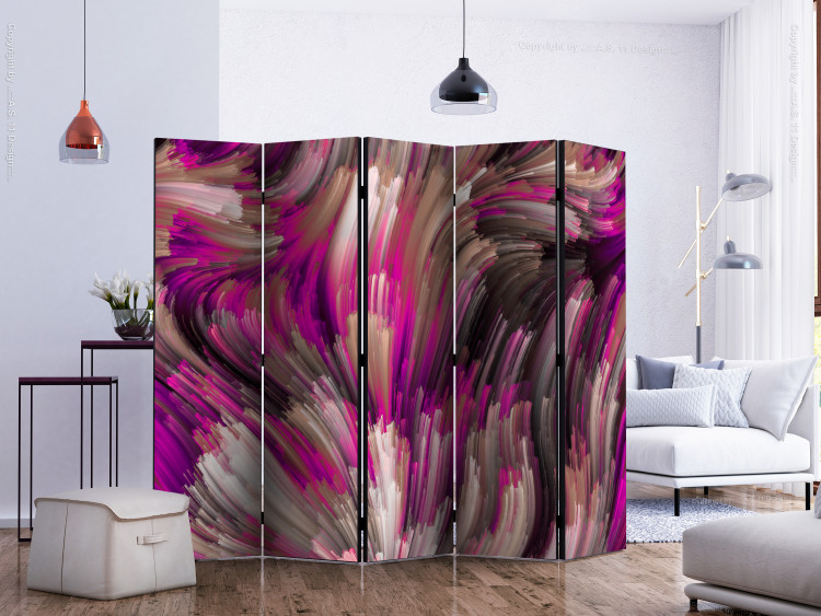 Room Divider Screen Purple Energy II - abstract and artistic pink pattern in stripes 133718 additionalImage 2