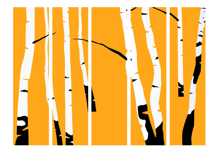 Folding Screen Birches on the Orange Background II - birch trees on a yellow background 133918 additionalImage 3