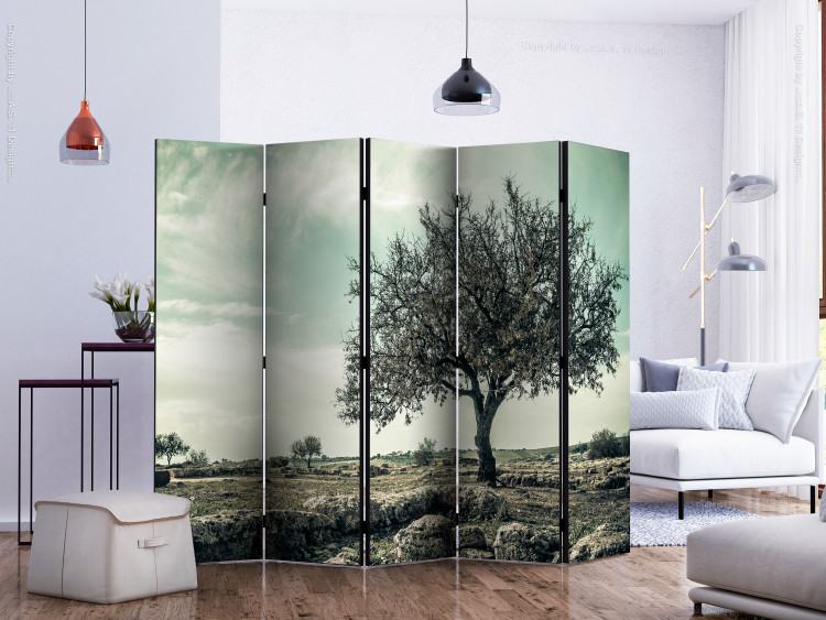 Room Divider Screen Tree - Vintage II - composition of tree and stones in a retro motif 134018 additionalImage 2