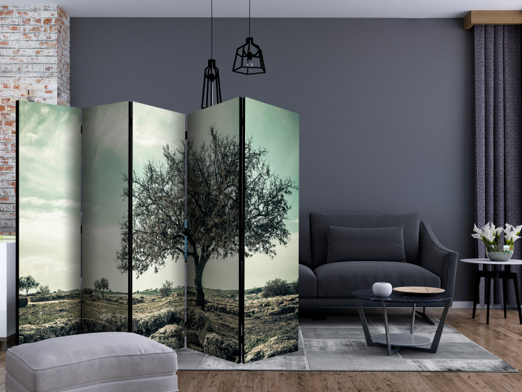 Room Divider Screen Tree - Vintage II - composition of tree and stones in a retro motif 134018 additionalImage 4