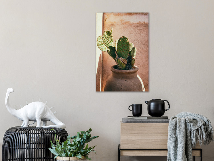 Canvas Cactus in a Pot (1-piece) Vertical - green plant in Morocco 134718 additionalImage 3