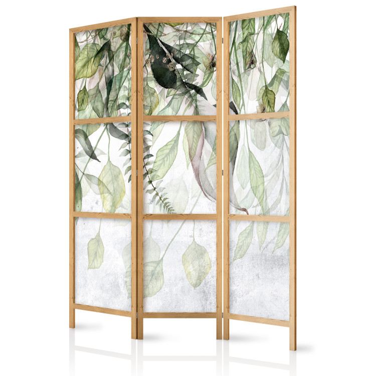 Room Divider Screen Carried by the Wind (3-piece) - Composition in delicate green leaves 136118 additionalImage 5