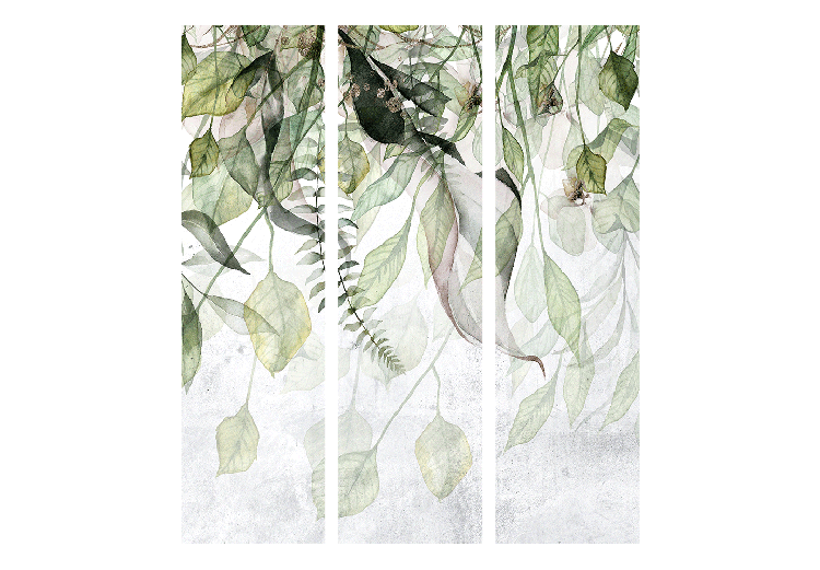 Room Divider Screen Carried by the Wind (3-piece) - Composition in delicate green leaves 136118 additionalImage 7