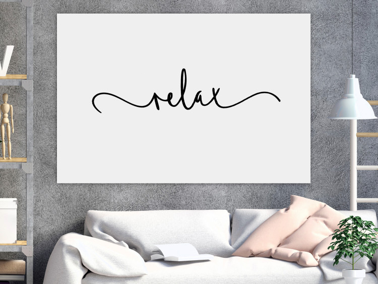 Canvas Print Black Inscription Relax - text in English on a gray background 137218 additionalImage 3
