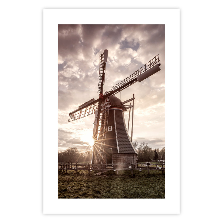 Poster Wind of Memories - landscape of a large windmill against a sunny sky 137918 additionalImage 11
