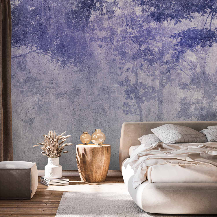 Wall Mural Night copse - Forest Landscape in Violet-Gray Colors 138418