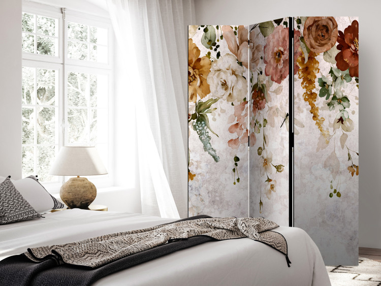 Room Divider Celestial Drapery (3-piece) - Warm composition in colorful flowers 138518 additionalImage 4