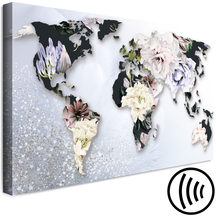 Canvas World in Bloom (1-piece) Wide - world map in colorful flowers 143018 additionalImage 6