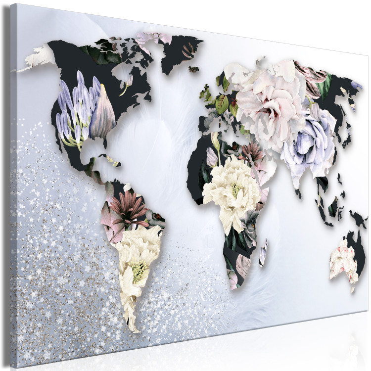 Canvas World in Bloom (1-piece) Wide - world map in colorful flowers 143018 additionalImage 2