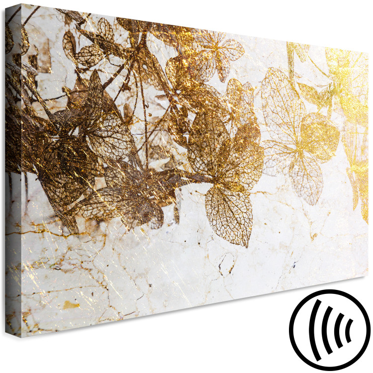 Canvas Print In the Golden Garden (1-piece) Wide - flowers reflected in marble 143418 additionalImage 6