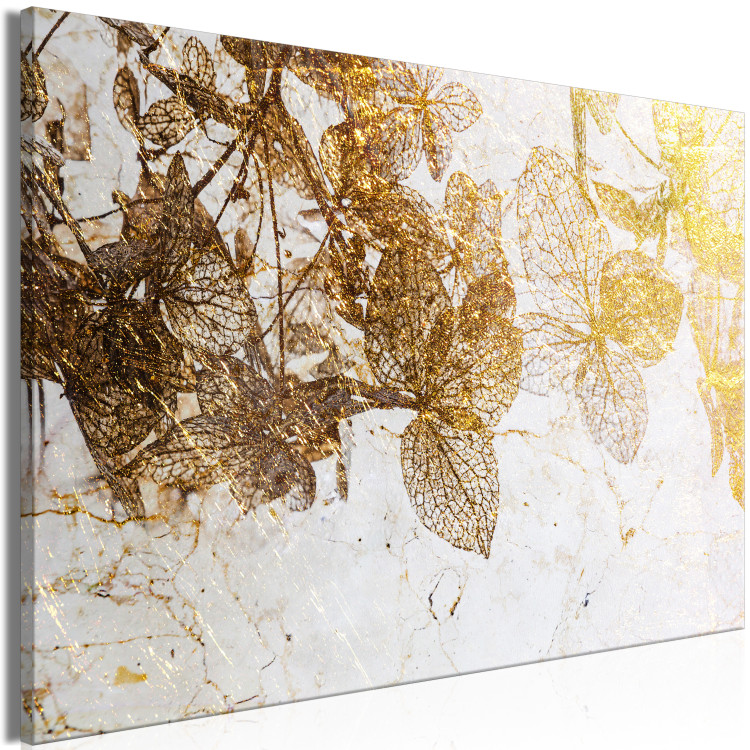 Canvas Print In the Golden Garden (1-piece) Wide - flowers reflected in marble 143418 additionalImage 2