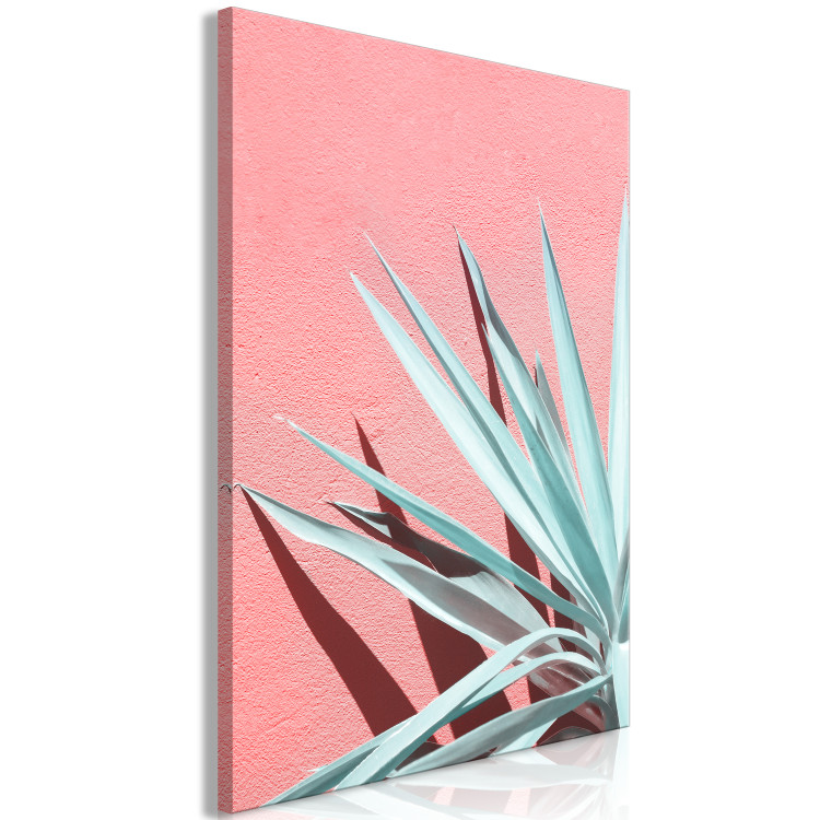 Canvas Print In Full Sunlight (1-piece) - landscape with leaves on a pink wall 144118 additionalImage 2
