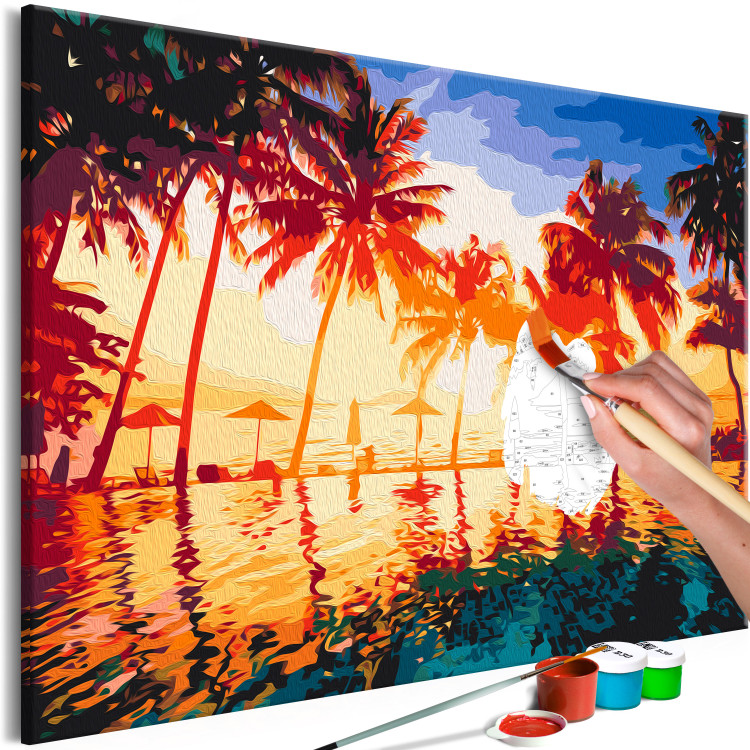Paint by Number Kit Pool in the Sun - Palm Trees, Bright Sky and Turquoise Water 144518 additionalImage 6