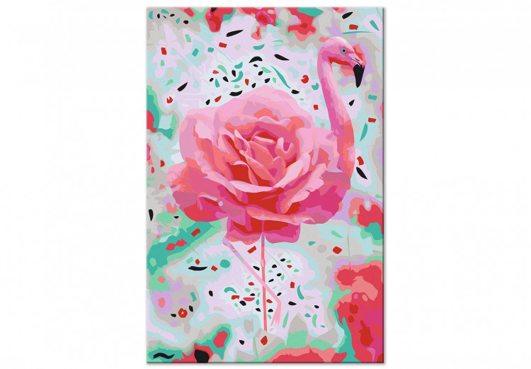 Paint by Number Kit Rose Flamingo - Pink Bird, Powdery Rose and Minty Shimmering Background 144618 additionalImage 4