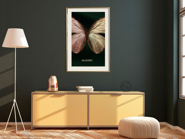 Wall Poster Majestic Insect - Butterfly With Unusual Wings on a Dark Background 145518 additionalImage 17