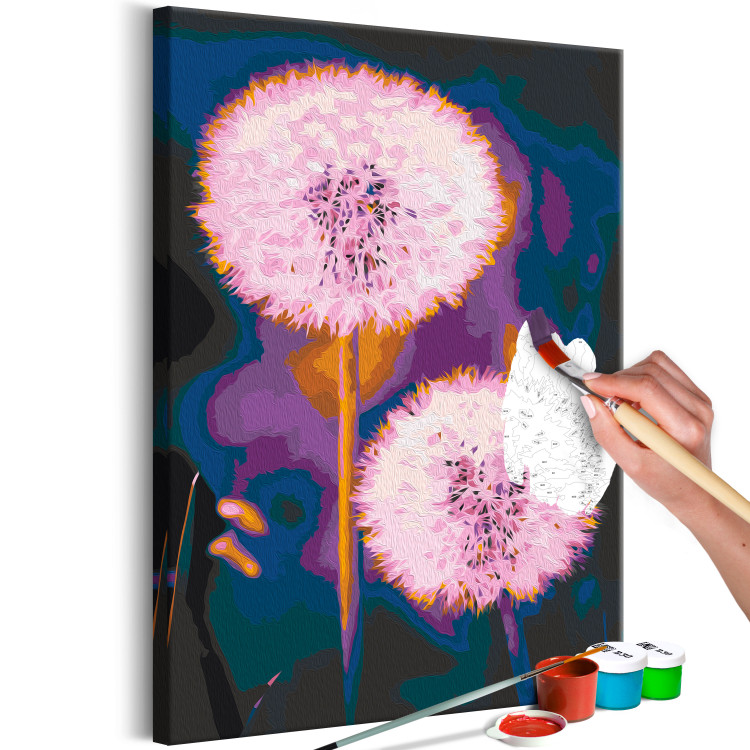 Paint by Number Kit Fluffy Balls - Large Pink Dandelions on a Dark Two-Color Background 146218 additionalImage 6