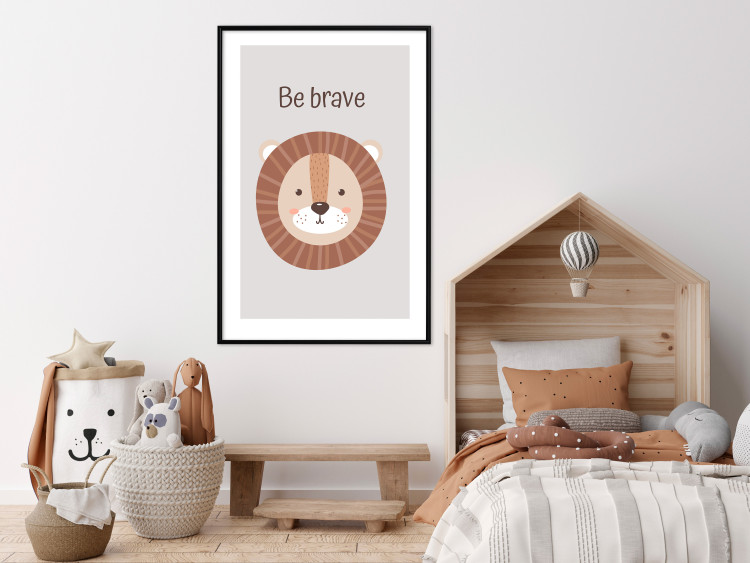 Wall Poster Be Brave - Friendly and Cheerful Lion and Motivating Slogan for Kids 146618 additionalImage 13