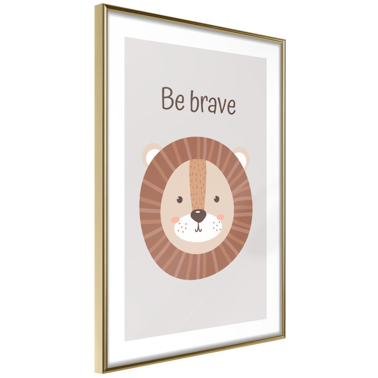 Wall Poster Be Brave - Friendly and Cheerful Lion and Motivating Slogan for Kids 146618 additionalImage 8