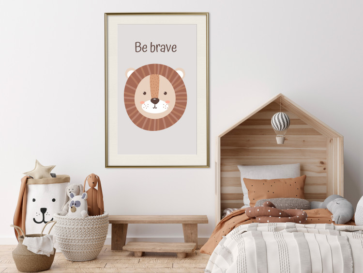 Wall Poster Be Brave - Friendly and Cheerful Lion and Motivating Slogan for Kids 146618 additionalImage 16