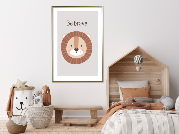 Wall Poster Be Brave - Friendly and Cheerful Lion and Motivating Slogan for Kids 146618 additionalImage 18