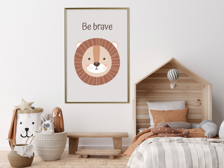 Wall Poster Be Brave - Friendly and Cheerful Lion and Motivating Slogan for Kids 146618 additionalImage 17