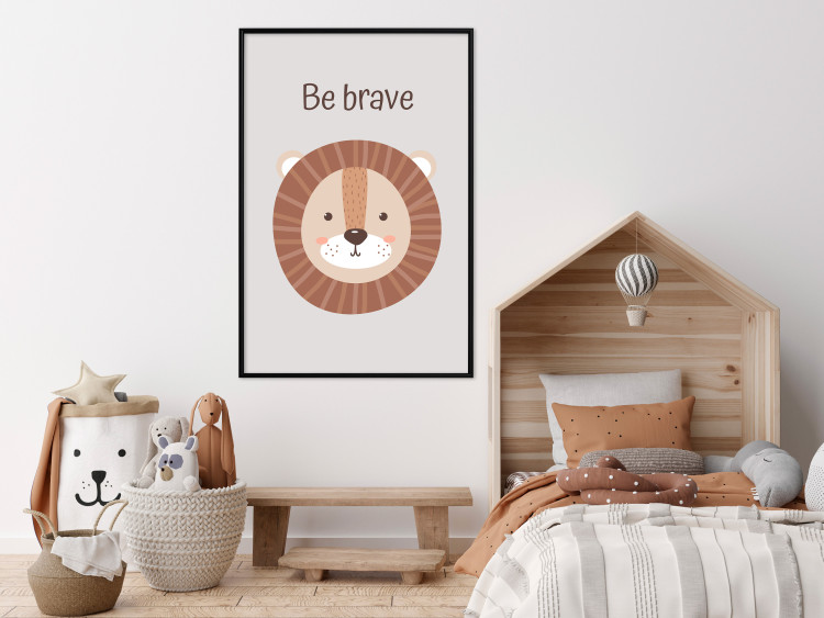 Wall Poster Be Brave - Friendly and Cheerful Lion and Motivating Slogan for Kids 146618 additionalImage 11