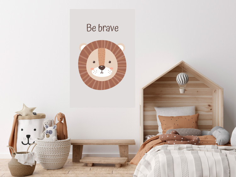Wall Poster Be Brave - Friendly and Cheerful Lion and Motivating Slogan for Kids 146618 additionalImage 14