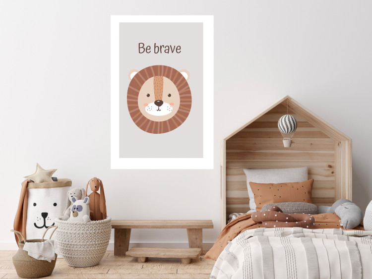Wall Poster Be Brave - Friendly and Cheerful Lion and Motivating Slogan for Kids 146618 additionalImage 12