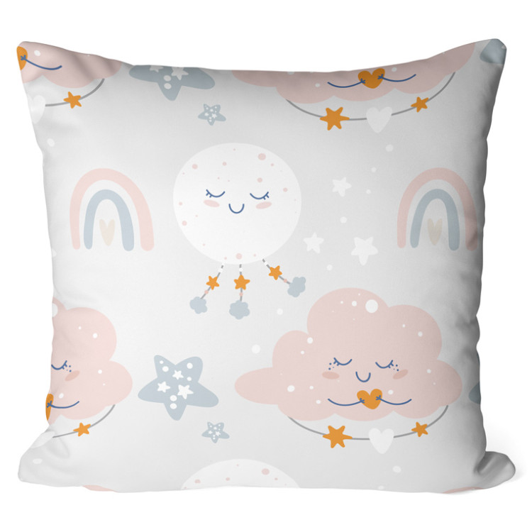 Decorative Microfiber Pillow Playful clouds - a composition in subdued colour palette cushions 147018