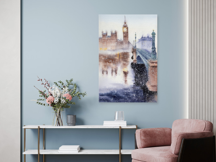 Canvas Print City of London - Drawing Painted With Watercolor in Mixed Colors 149818 additionalImage 3
