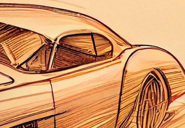 Large canvas print Car Sketch - Vintage Car Drawing Generated by AI [Large Format] 151118 additionalImage 3