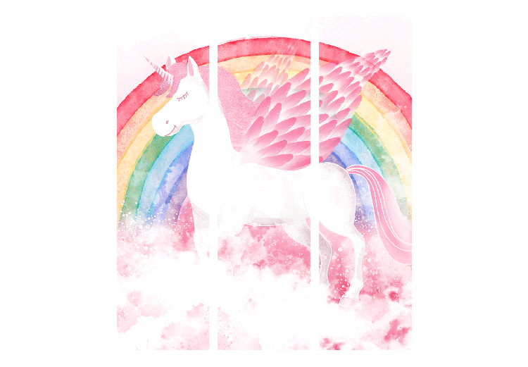 Room Divider Pink Power - A Unicorn With Wings and a Rainbow on a Background of Clouds [Room Dividers] 151418 additionalImage 7