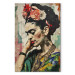 Large canvas print Frida Kahlo - A Colorful Portrait of a Woman on a Cracked Wall [Large Format] 152218