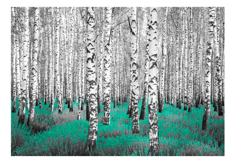 Photo Wallpaper Emerald Asylum - Abstract Forest Landscape with Birch Trees and an Accent 60518 additionalImage 1