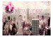Photo Wallpaper Pink New York - Architecture with Skyscrapers with Text and Stamp 61518 additionalThumb 1