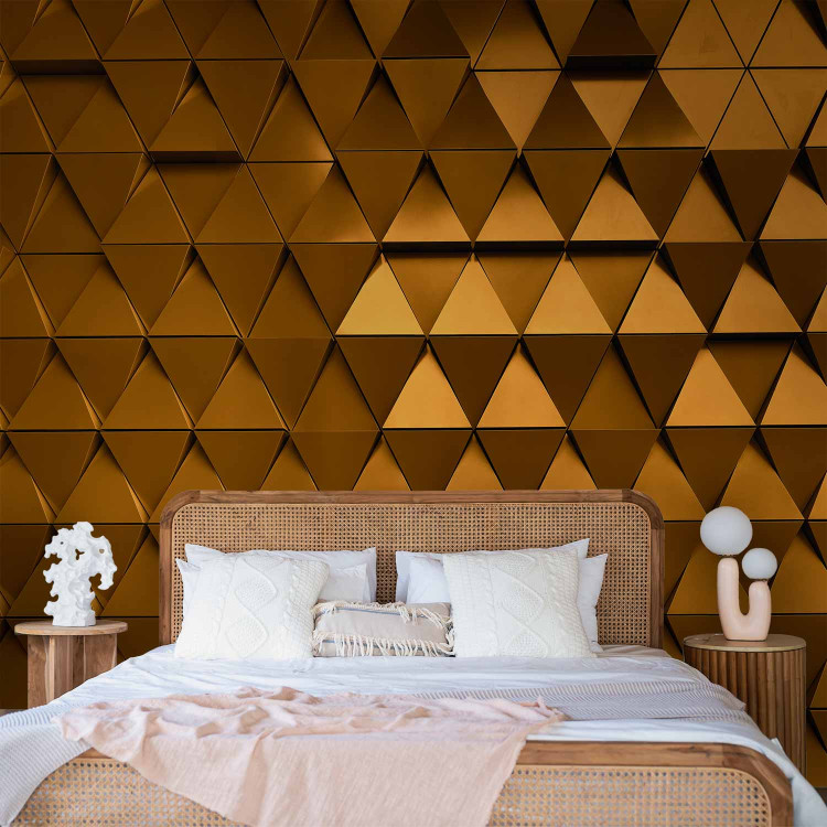 Photo Wallpaper Golden armour - metal textured background with geometric elements 89818 additionalImage 2