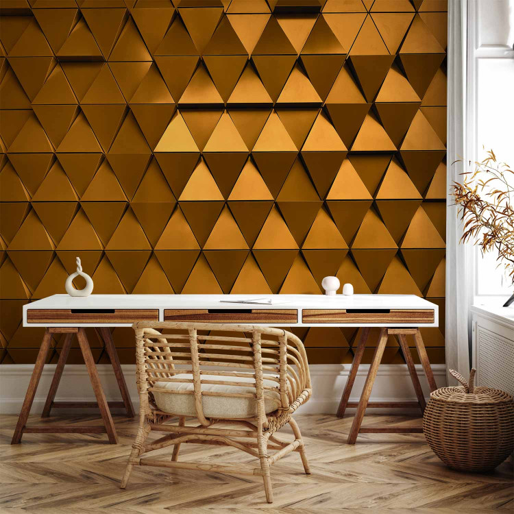 Photo Wallpaper Golden armour - metal textured background with geometric elements 89818 additionalImage 4