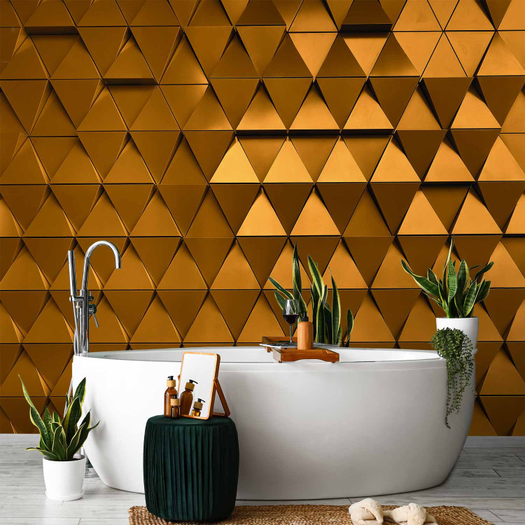 Photo Wallpaper Golden armour - metal textured background with geometric elements 89818 additionalImage 8