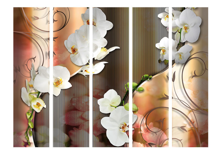 Room Divider Orchid II - white orchid flowers surrounded by colorful ornaments 95318 additionalImage 3