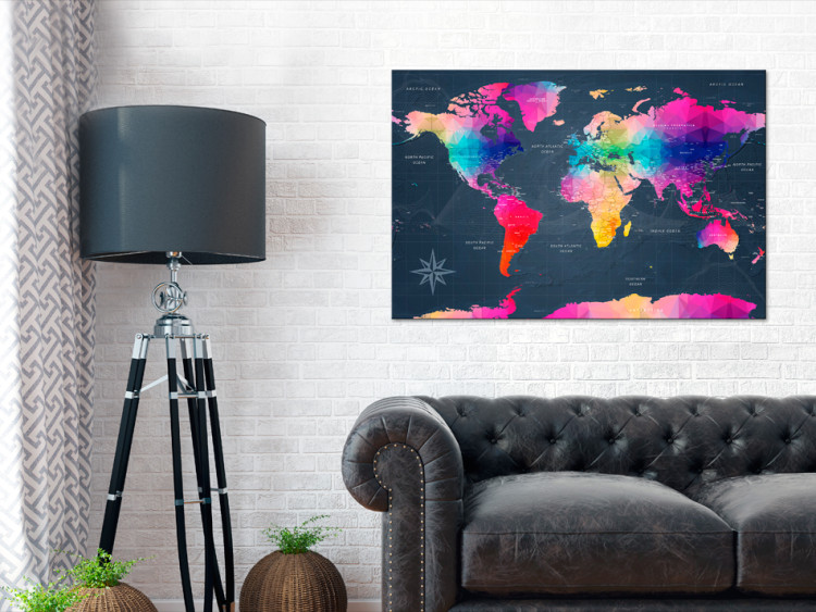 Canvas Geometric Continents (1-part) - Colorful World Map and Inscriptions 95918 additionalImage 3