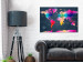 Canvas Geometric Continents (1-part) - Colorful World Map and Inscriptions 95918 additionalThumb 3