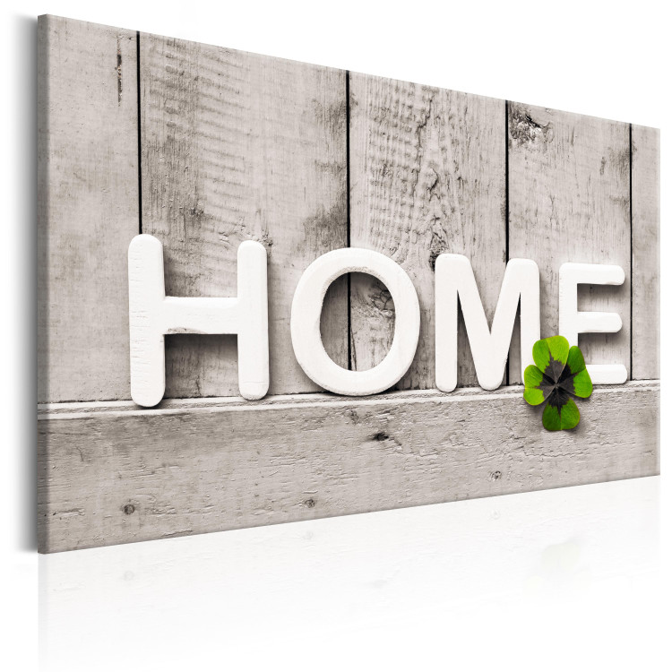 Canvas Happy Home - "Home" Sign on Wood Texture in Vintage Style 98118 additionalImage 2