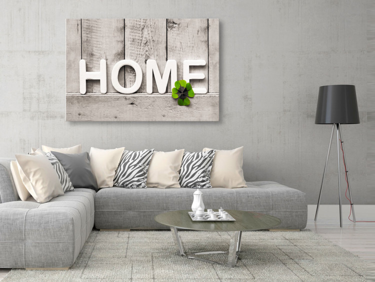 Canvas Happy Home - "Home" Sign on Wood Texture in Vintage Style 98118 additionalImage 3