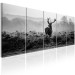Canvas Print Runnig deer - the figure of an animal on a field in shades of gray 105928 additionalThumb 2