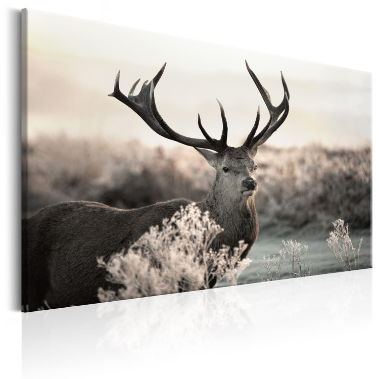 Canvas Art Print Mighty Horns (1-piece) - Majestic Deer surrounded by Nature 106128 additionalImage 2