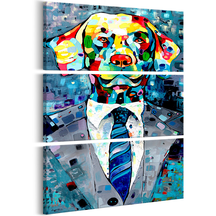 Canvas Art Print Dog in a Suit (3 Parts) 106928 additionalImage 2